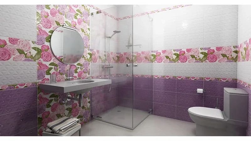 کاشی حمام طرح گل انتخابی خاص برای فضایی لطیف و لوکس